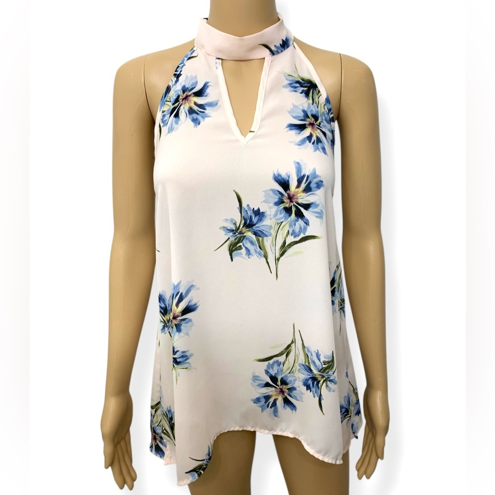Sienna Sky Floral Halter Top - Blush Blue Women’s size L